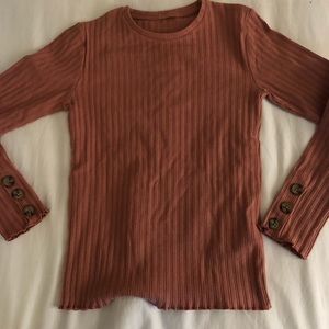 11/12 pink long sleeve button embroidered sleeve.